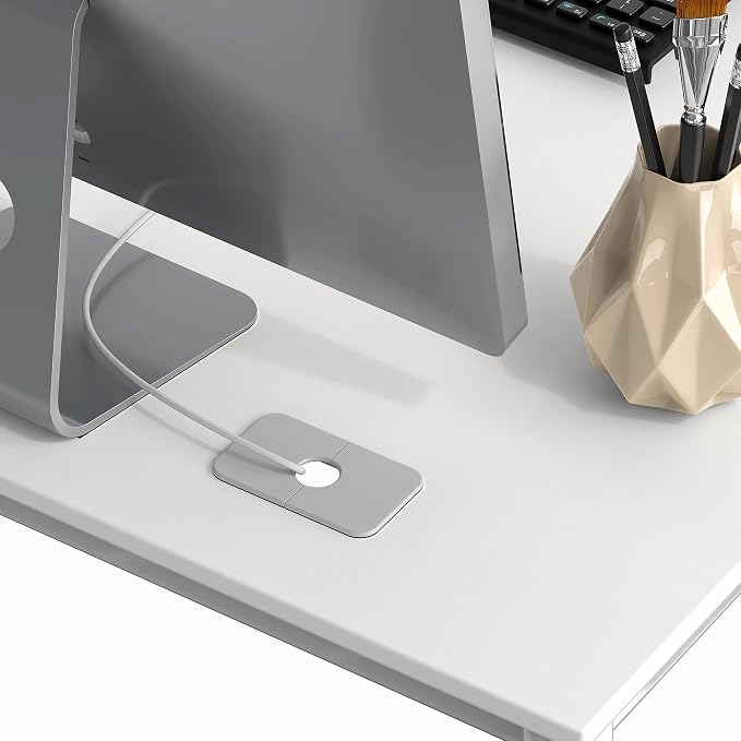 SHW Mission 55 x 60 L-Shape Home Office Computer Desk, White | Reversible Desktop Design - Image 7