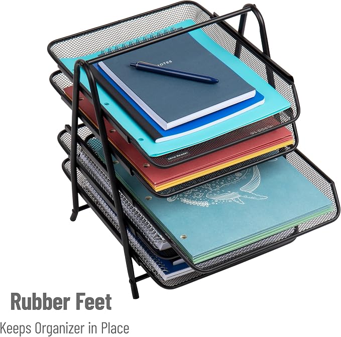 Mind Reader 5-Tier Paper Tray Organizer, Vertical Desktop File Storage Rack, Office, Metal Mesh, Black (Pack of 6) - Image 5