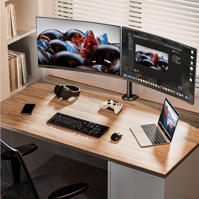 ErGear Dual Monitor Stand, Heavy Duty Adjustable Monitor Desk Mount for 2 Screens up to 32 Inches, Fully Adjustable Height, Tilt, Swivel, Rotate, Supports 17.6 lbs per Monitor Arm, Easy Installation - Image 2