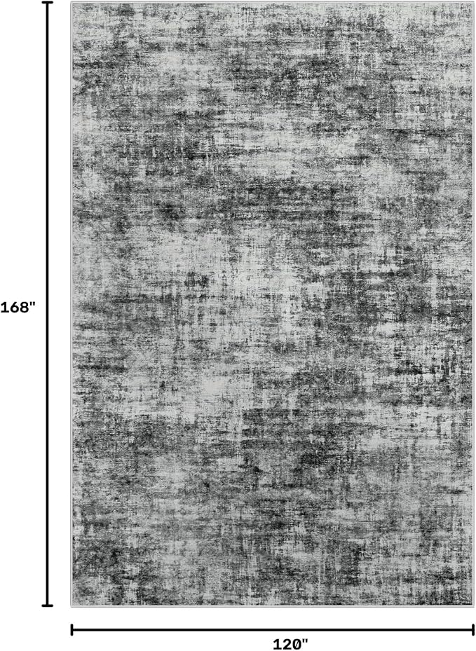 10x14 Area Rugs Washable Rug: Modern Abstract Living Room Rug Soft Anti-Skid Thin Carpet Indoor Floor Non-Shedding Carpets for Bedroom Dining Room Farmhouse Nursery Home Office Black - Image 2