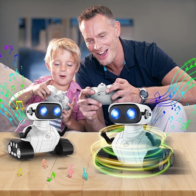 Hamourd Robot Toys for 3 Years Old Boys Girls- Rechargeable Remote Control Robots, Emo Robot with Auto-Demonstration, Flexible Head & Arms, Dance Moves, Music, and Shining LED Eyes, Kids Toys Gifts - Image 6