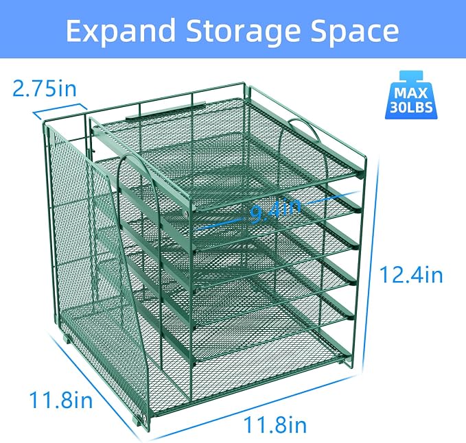 gianotter 6-Tier Paper Organizer With Magazine Holder | Desk Organizers and Accessories, File Organizer for Office Supplies Storag (Green, 6-Tier) - Image 5