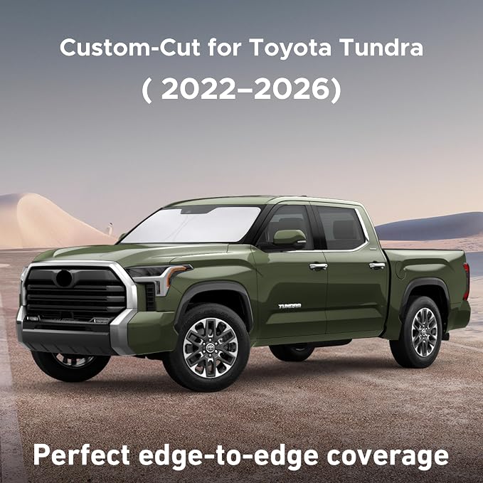 EcoNour Windshield Sunshade Compatible for Toyota Tundra 2022-2024 2025 2026, SR, SR5, Limited, Platinum, 1794 Edition, TRD Off-Road Pro Sun Visor for Front Window Sun Shade Cover, Car Accessories - Image 2