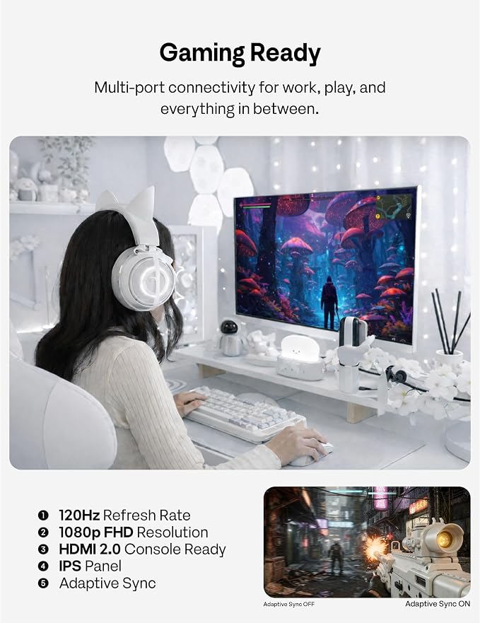 Pixio PX246 Wave White 24 inch 120Hz Refresh Rate FHD 1080p Resolution IPS Panel 4ms GTG Response Time Gaming Monitor with Adaptive Sync - Image 6