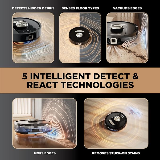 Shark PowerDetect NeverTouch Pro Robot Vacuum & Mop, Black,RV2820ZE | 5 PowerDetect Technologies, NeverStuck, NeverTouch Pro Base (Self-Empty 60-Day, Refill, Pad Wash/Dry), 360° LiDAR + 3D Sensor - Image 4