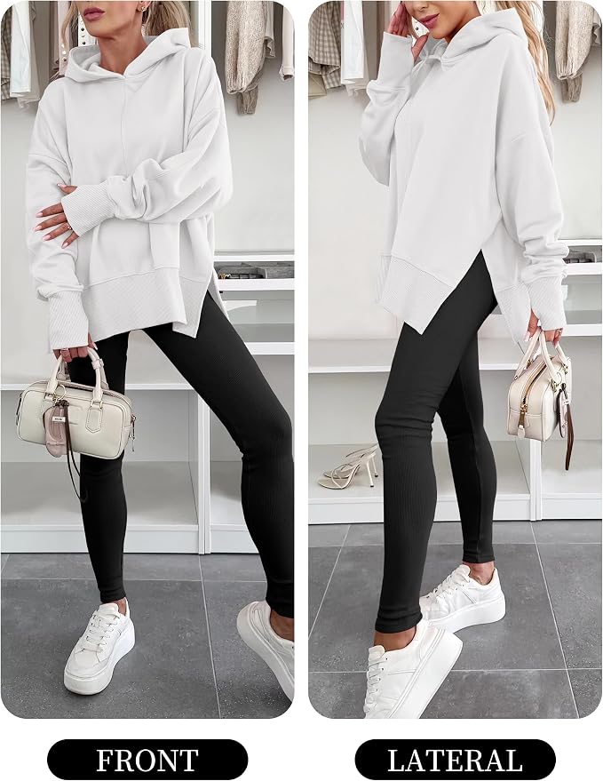 ANRABESS Womens Oversized Hoodies Long Sleeve Fleece Side Slit Hooded Sweatshirts Pullover 2026 Fall Outfits Y2K Clothes - Image 5