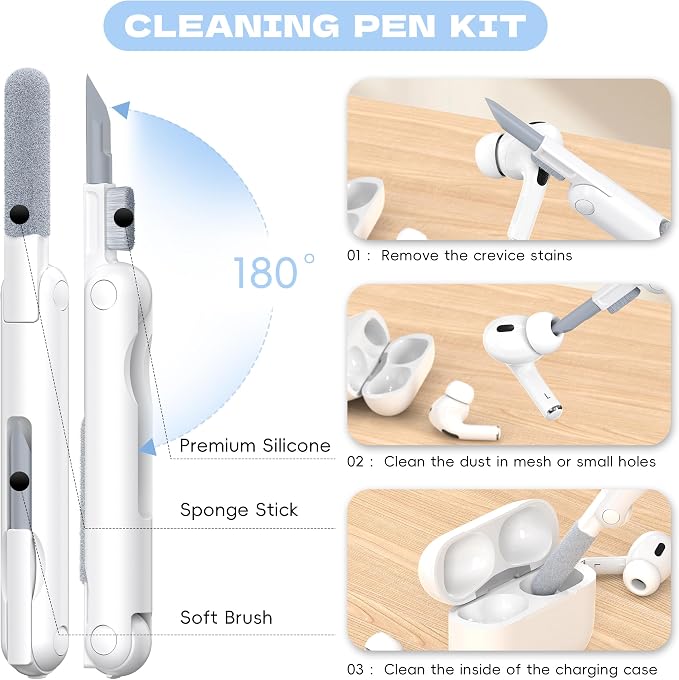 for Airpods Pro 2nd/1st Generation Case Cover, Compatible with Airpods Pro Case 2nd Gen USB C Charging Port, Clear Soft Transparent Military Grade Shockproof Case, Gitter White - Image 4