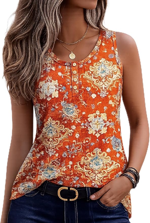 Zeagoo Womens Tank Tops Summer Sleeveless Tops Loose Button Henley Shirts Crew Neck Dress Casual 2026 Clothes by Zeagoo