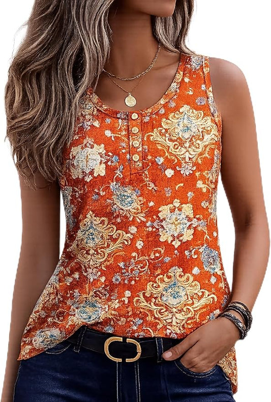Zeagoo Womens Tank Tops Summer Sleeveless Tops Loose Button Henley Shirts Crew Neck Dress Casual 2026 Clothes by Zeagoo