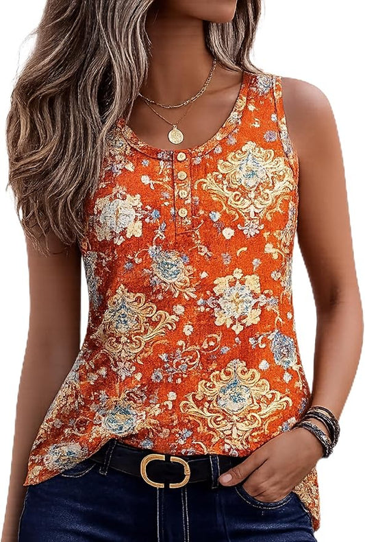 Zeagoo Womens Tank Tops Summer Sleeveless Tops Loose Button Henley Shirts Crew Neck Dress Casual 2026 Clothes by Zeagoo