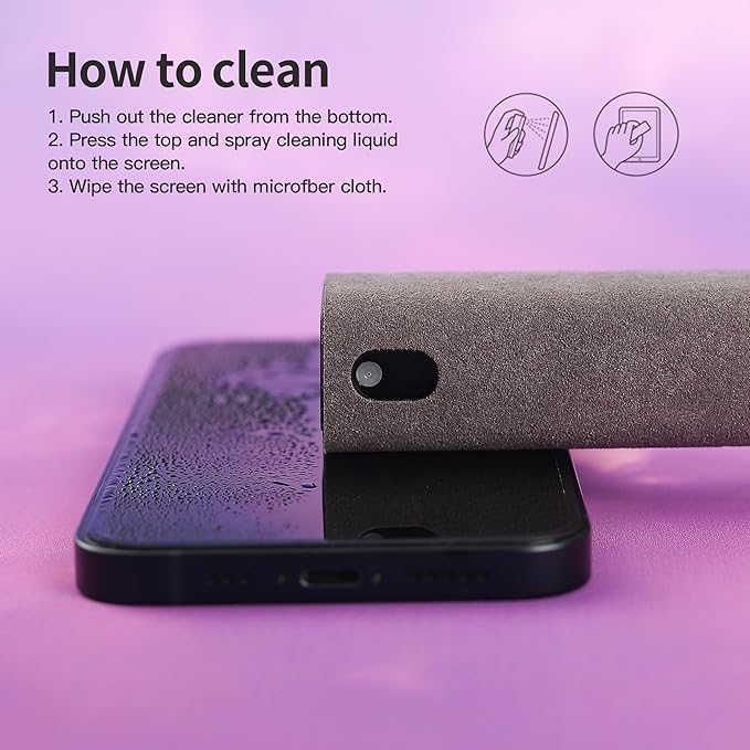 CUIUD Screen Cleaner Kit, Two in One Screen Cleaner Spray and Wipe, Touchscreen Mist Cleaner Spray Bottle for Phone/Laptop/Tablet/TV/Monitor/Car Screens(Grey) - Image 5