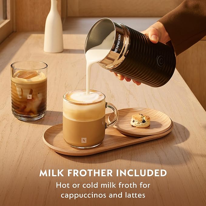 Nespresso Vertuo Pop+ Deluxe Coffee and Espresso Maker by Breville with Milk Frother, Matte Black Gold - Image 6