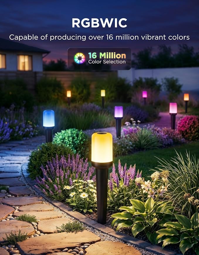 Govee Outdoor Cylinder Pathway Lights, 8 Pack, 425 Lumens, IP67 Waterproof | 60+ Preset Scene Modes, Outdoor Decor for Path, Patio, Garden, Lawn, Compatible with Alexa, Google Assistant, Matter - Image 2