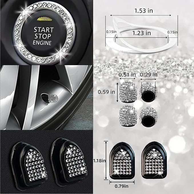 NBTEPEM 27 PCs Bling Car Accessories Set for Women, Steering Wheel Covers Universal Fit 15 Inch, Bling License Plate Frame, Bling Phone Holder, Bling Car Coasters (Silver Diamond) - Image 8