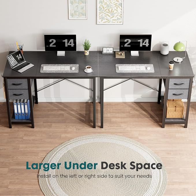 Sweetcrispy 40-Inch Computer Desk with Drawers, Office Desk, Black | Small Desk for Bedroom Home Office with Side Hook, Modern Simple desk with storage for Writing - Image 4