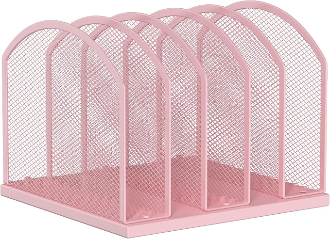 Gawerk 5-Section Vertical Desktop Organizer, 6-Section Mesh File Folder Stand Sorter for Office Home Classroom Organization by Gawerk