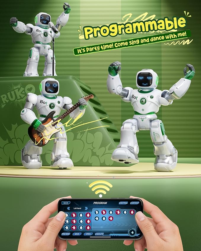 Ruko 1088 Large Remote Control Robot Toys for Kids, Birthday Gift, Green | STEM Programmable Remote Control Robot, Electronics Educational Gifts for Boys & Girls 4 5 6 7 8 9 Year Old - Image 3