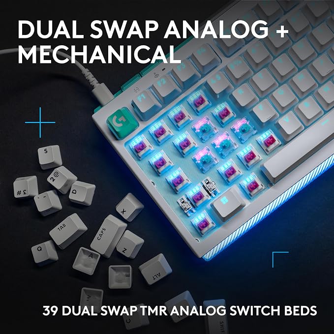 Logitech G512 X 98 TMR + Linear Switch Mechanical Gaming Keyboard - White | Hot-Swappable 9x TMR Rapid Trigger + Linear Mechanical Switches, Gasket, PBT Keycaps, <8K, LIGHTSYNC RGB, for PC & Mac - Image 2