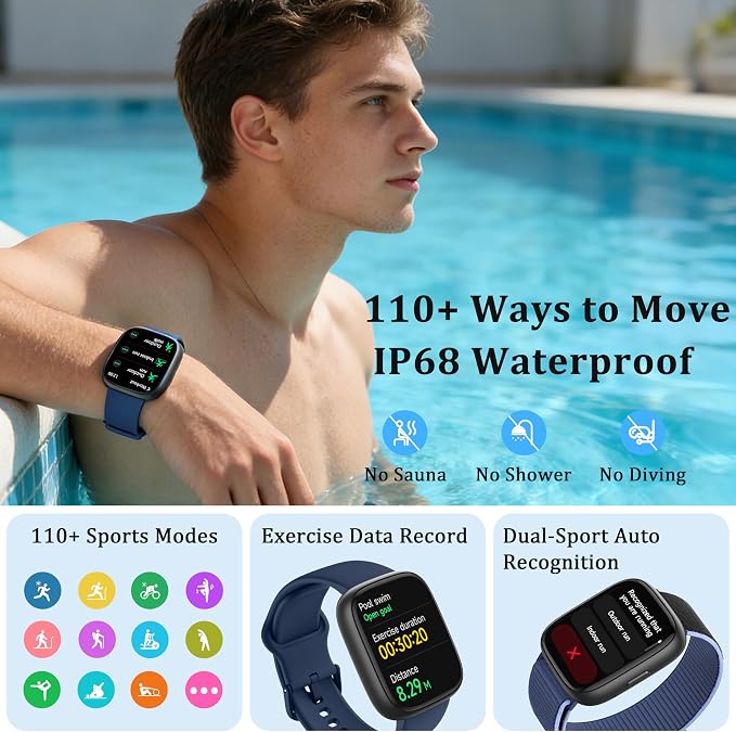 Smart Watch for Women Men, 2026 Upgrade Smartwatch [2 Bands, 44mm case], 1.83" Fitness Tracker Watch Alexa Built-in, Make/Answer Call, HR Sleep Stress Monitor, IP68 Waterproof Step Counter Watch - Image 6