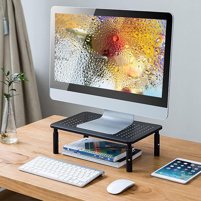 suptek Monitor Stand Riser for Computer,Laptop,Printer, Notebook and All Flat Screen Display with Vented Metal Platform,3 Height Adjustable Laptop Riser,2 Pack,Black(MST003-2) - Image 5