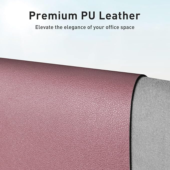 Aothia Leather Desk Pad Protector, Mouse Pad, Office Desk Mat, Non-Slip PU Leather Desk Blotter, Laptop Desk Pad, Waterproof Desk Writing Pad for Office and Home (48"x17", Dark Pink) - Image 2