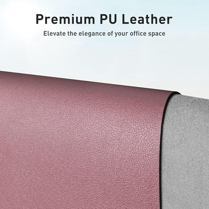 Aothia Leather Desk Pad Protector, Mouse Pad, Office Desk Mat, 31.5" x 15.7" Non-Slip PU Leather Desk Blotter, Laptop Desk Pad, Waterproof Desk Writing Pad for Office and Home (Dark Pink) - Image 2