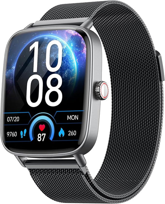 Smart Watch for Women, 1.85" HD Smartwatch Compatible iPhone/Samsung/Android (Answer/Make Calls), 100+ Sport Modes Fitness Tracker with Heart Rate/Sleep/SpO2 Monitor, IP68 Waterproof, Metal Band by AEAC