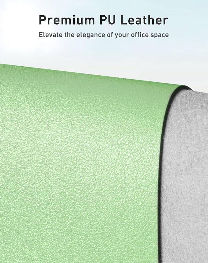 Aothia Faux Leather Desk Mat - Large Mouse Pad, Non-Slip PU Leather Blotter, Waterproof Writing Surface for Office and Home (Foam Green, 40" x 24") - Image 2