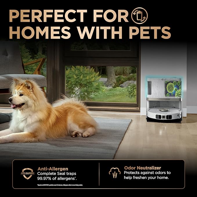 Shark PowerDetect NeverTouch Pro Robot Vacuum & Mop, White, AV2810ZEWH | 5 PowerDetect Technologies, NeverStuck, NeverTouch Pro Base (Self-Empty, Self-Refill, Pad Wash/Dry), 360° LiDAR + 3D Sensor - Image 5