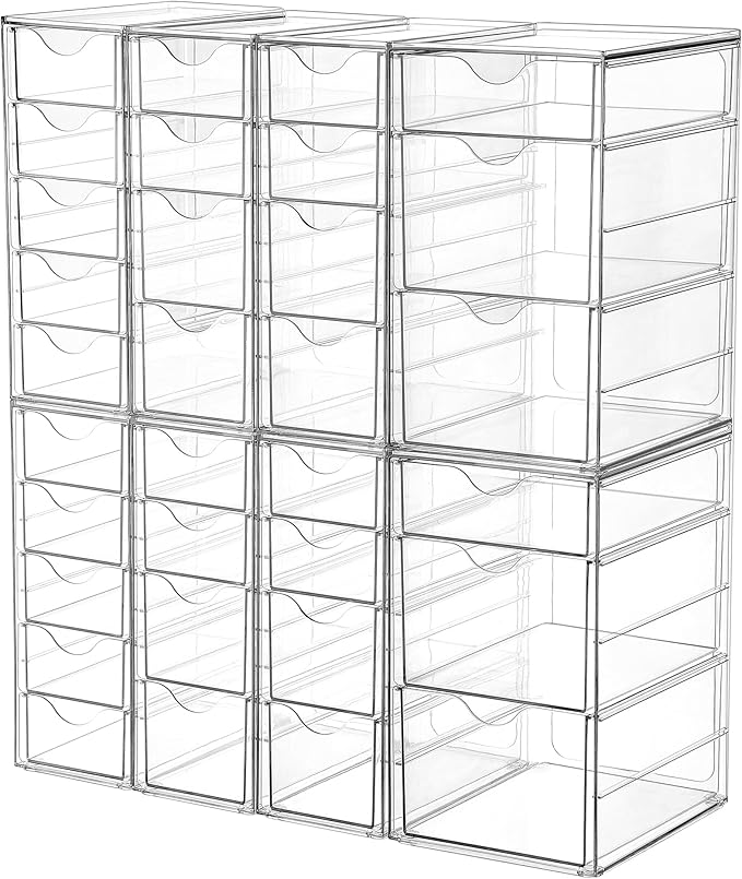 Vtopmart Acrylic Desk Organizer with 32 Drawers for Office, Makeup, Crafts | Clear Storage Drawers for Office Supplies, Desktop Organization for Makeup, Jewelry, Art Crafts, Bead, Pen, Stationary by Vtopmart