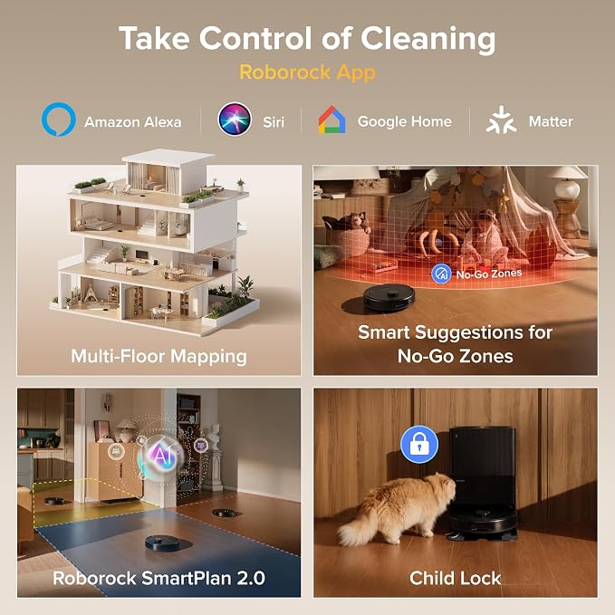 roborock 2026 New Qrevo S Pro Robot Vacuum and Mop, 18,500Pa Suction | Multifunctional Dock with 167℉ Mop Self-Cleaning, Smart Obstacle Avoidance, Anti-Tangle Brush, Liftable Spinning Mop, Black - Image 8