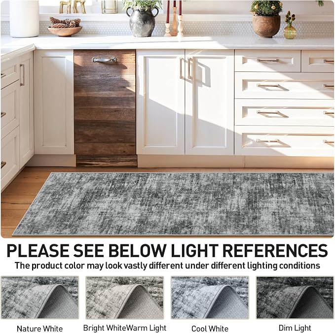 2'6''x8' Runner Rugs Washable Rug: Modern Abstract Living Room Rug Soft Anti-Skid Thin Carpet Indoor Floor Non-Shedding Carpets for Bedroom Dining Room Farmhouse Nursery Home Office - Black - Image 4