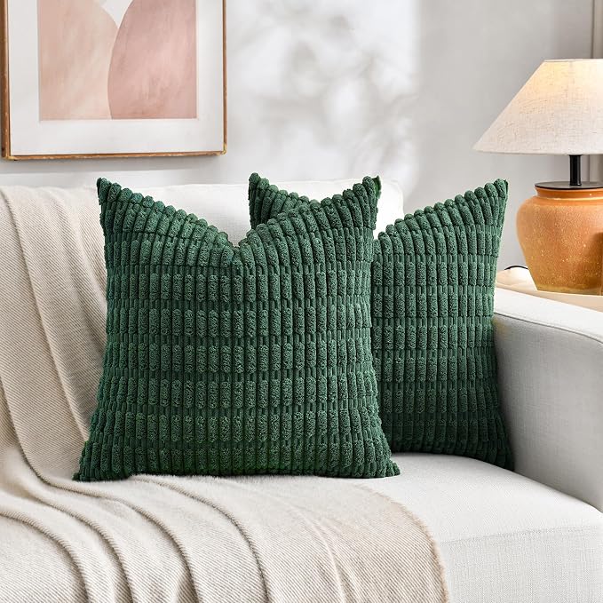 Fancy Homi 4 Packs Decorative Throw Pillow Covers for Living Room Couch Bed, Modern Farmhouse Boho Home Décor Accent Cushion Case, 18" x 18", Forest Green - Image 5
