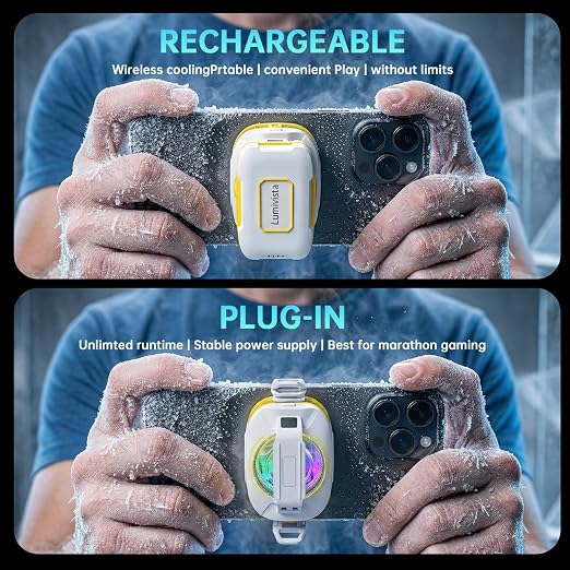 Cell Phone Cooler for Gaming, Magnetic Portable Rechargeable Battery Mobile Phones Radiator, Cellphone Fan Cooler with RGB Lights for iPhone Series, iPad Pro Tablet, Android, TikTok Live - Image 2