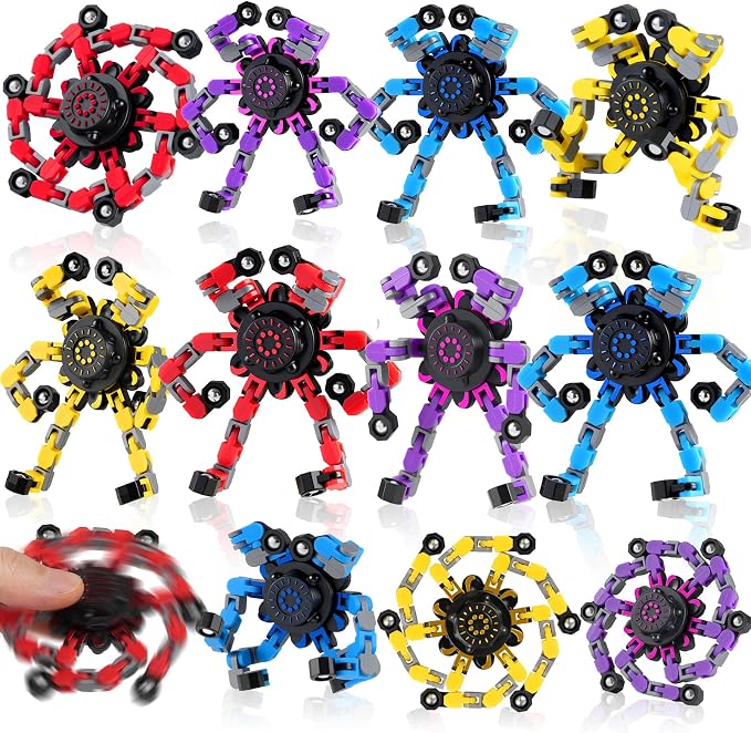 12PCS Transformable Fidget Spinner Toys for Kids and Adults | DIY Robot Chain Fidget Toys, Sensory Toys for Stress Relief, Party Favors, Classroom Rewards & Birthday Gifts by Unknown