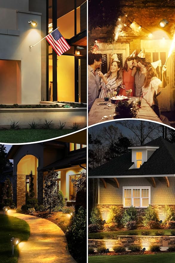 T-SUN Dusk to Dawn Outdoor Lighting, Flag Spot Lights with Photocell Auto On/Off, Waterproof 3000K Warm White LED Plug-in Landscape Spotlights for Garden Yard Tree Pathway Pole House - Image 8