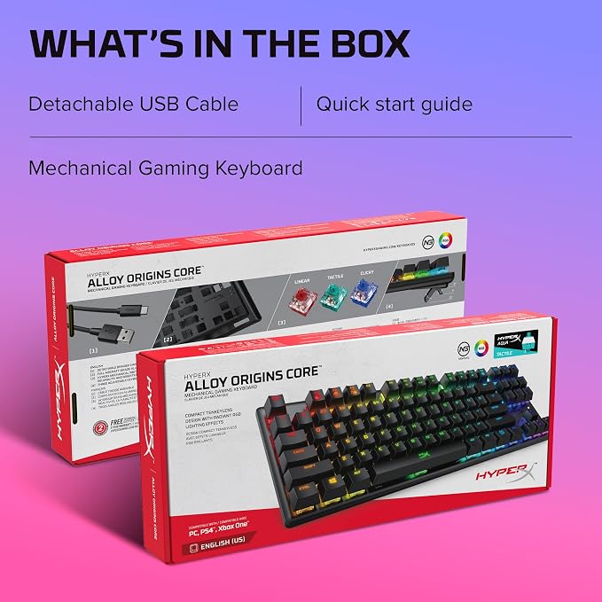 HyperX Alloy Origins Core - Tenkeyless Mechanical Gaming Keyboard, Software Controlled Light & Macro Customization, Compact Form Factor, RGB LED Backlit, Tactile HyperX Aqua Switch,Black - Image 10