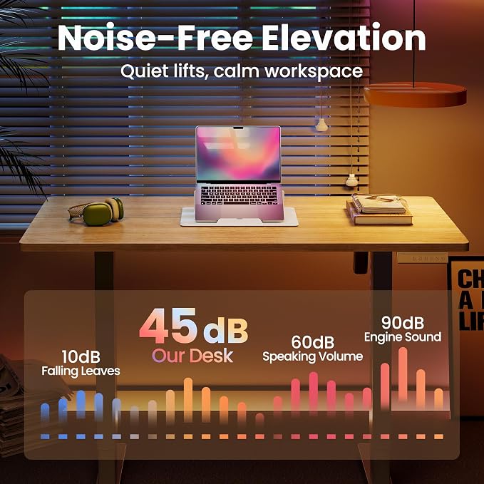 HUANUO Electric Standing Desk,48" x 24" Height Adjustable Desk, 4 Memory Height Settings, Sit to Stand Up Desk for Home Office, with Headphone Hook, Cable Manager, Light Vintage Brown - Image 7