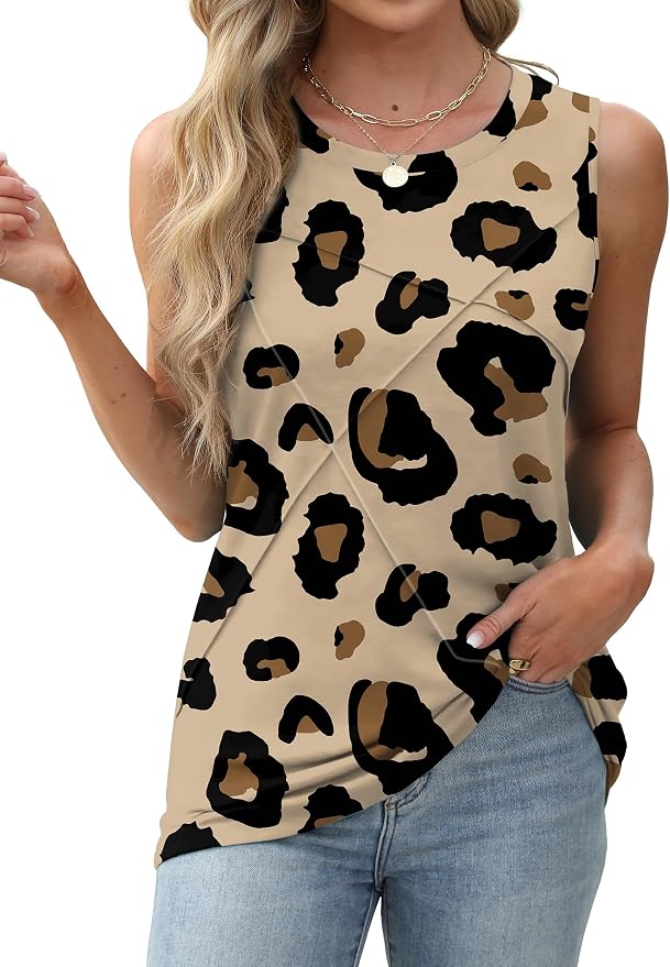 WIHOLL Women's Sleeveless Summer Crewneck Loose Fit Tank Tops - Image 2