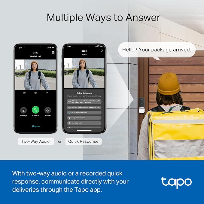 Tapo TP-Link Smart Video Doorbell Camera, Chime Included, 2K 5MP, Color Night Vision, 2-Way Audio, Free AI Detection, Cloud/SD Card Storage, Works w/Alexa & Google Home, D230S1 - Image 7