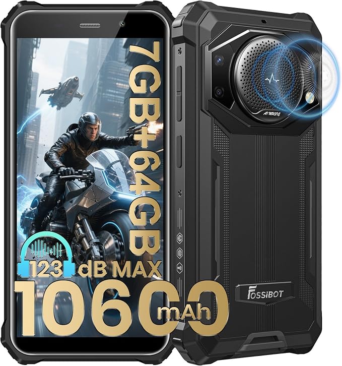 FOSSIBOT F101P Rugged Call Phone，Android 13 7GB+64GB /1TB Rugged Smartphone 10600mAh Unlocked Phone 123dB Loud Volume Phone 5.45" 24MP+8MP Camera Waterproof Smartphone 4G Dual SIM OTG Octa-core 18W by FOSSIBOTSolarGenerator