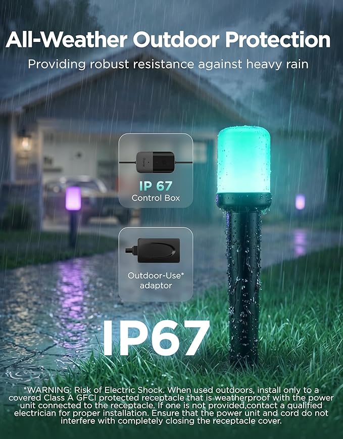 Govee Outdoor Cylinder Pathway Lights, 8 Pack, 425 Lumens, IP67 Waterproof | 60+ Preset Scene Modes, Outdoor Decor for Path, Patio, Garden, Lawn, Compatible with Alexa, Google Assistant, Matter - Image 4