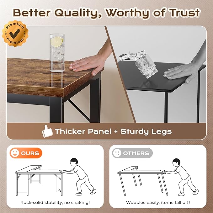 Huuger 63 Inch L Shaped Desk with Power Outlets and USB-C Port, 0.95 Inch Thicker Desktop, Reversible Computer Desk, Larger Office Corner Gaming Desk, Metal Frame, for Home Office, Study, Rustic Brown - Image 7