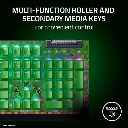 Razer BlackWidow V4 X Mechanical Gaming Keyboard, Minecraft Edition | Green Switches Tactile & Clicky, 6 Macro Keys, Chroma RGB, Doubleshot ABS Keycaps, Sound Dampening & Stabilizers - Image 4