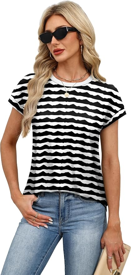 Alaroo Womens Summer Tops Short Sleeve Shirts Crew Neck Tshirt Cute Trendy Tunic Blouses (S-3XL) - Image 3