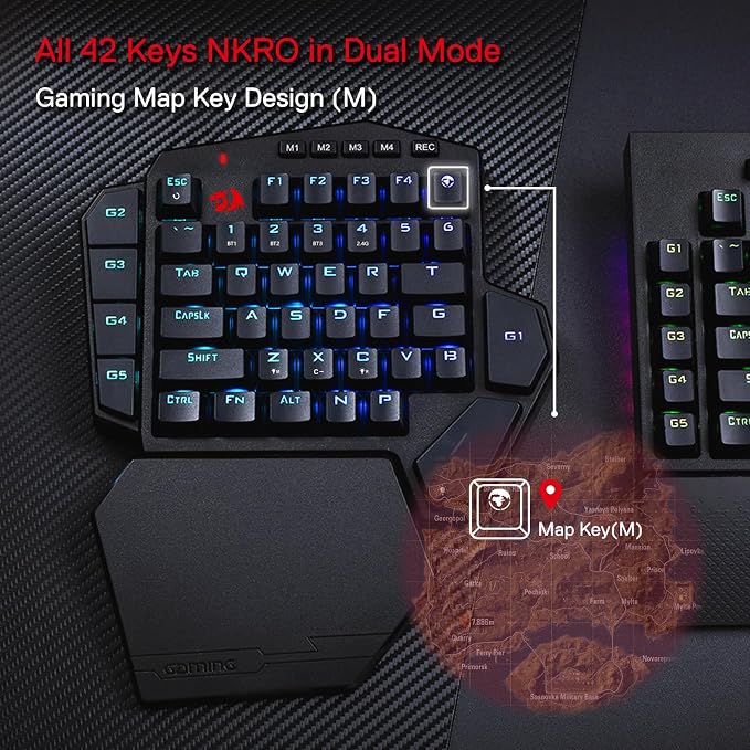 Redragon K585 PRO Wireless One-Handed RGB Gaming Keypad, 42-Key Layout | 0-Delay 2.4GHz Connection, On Board Macro Keys Keyboard, USB Pass-Through Port, Hot-Swap Socket, Detachable Wrist Rest - Image 6