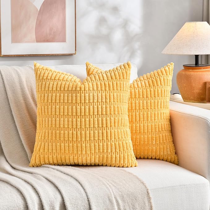 Fancy Homi 4 Packs Decorative Throw Pillow Covers for Living Room Couch Bed, Modern Farmhouse Boho Home Décor Accent Cushion Case, 24" x 24", Yellow Green Series - Image 5