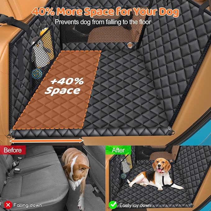 URPOWER Hard Bottom Dog Car Seat for Pets Waterproof Seat Cover Hammock with 3-Sided Hard Boards 600D Heavy Duty Scratch Proof Nonslip Durable Back Seat Covers for Cars, Trucks and SUVs - Image 4