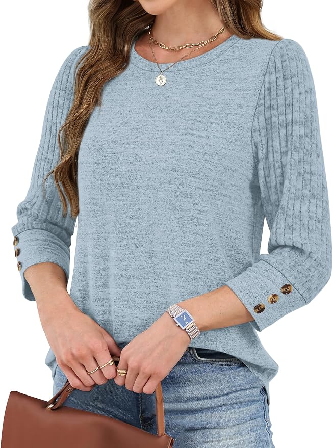 WIHOLL 3/4 Length Sleeve Womens Tops Sweaters Shirts Lightweight Spring Outfits 2026 Winter Clothing S-2XL - Image 3