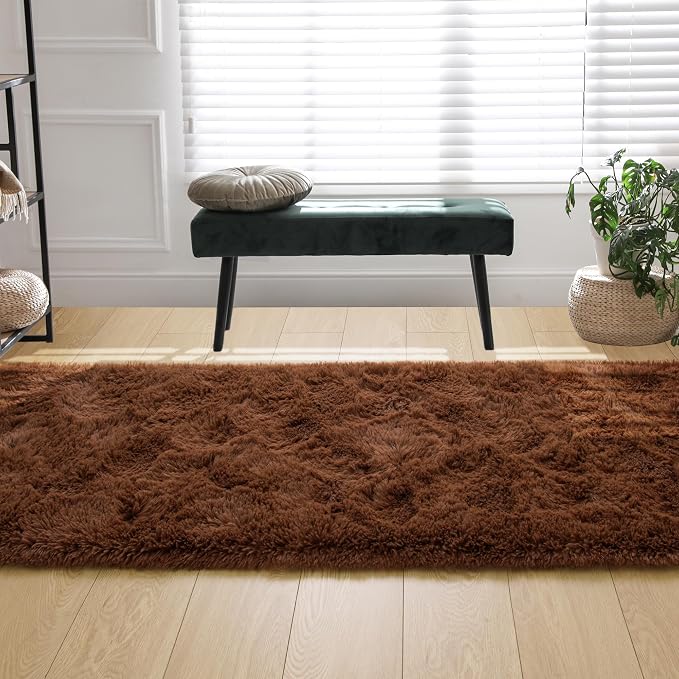 Tepook Soft Runner Rugs for Bedroom 2x6 ft with Rubber Backing, Brown Fluffy Rugs for Living Room, Shag Bedside Rug Fuzzy Plush Carpet for Room, Area Rug for Dorm Nursery Hallway Indoor Home Decor - Image 7